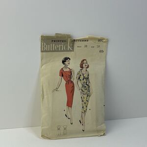 Sheath Dress Size 18 b38 Cuffed Neck Tie Belt CUT Pattern 8537 Vintage 50s Rare